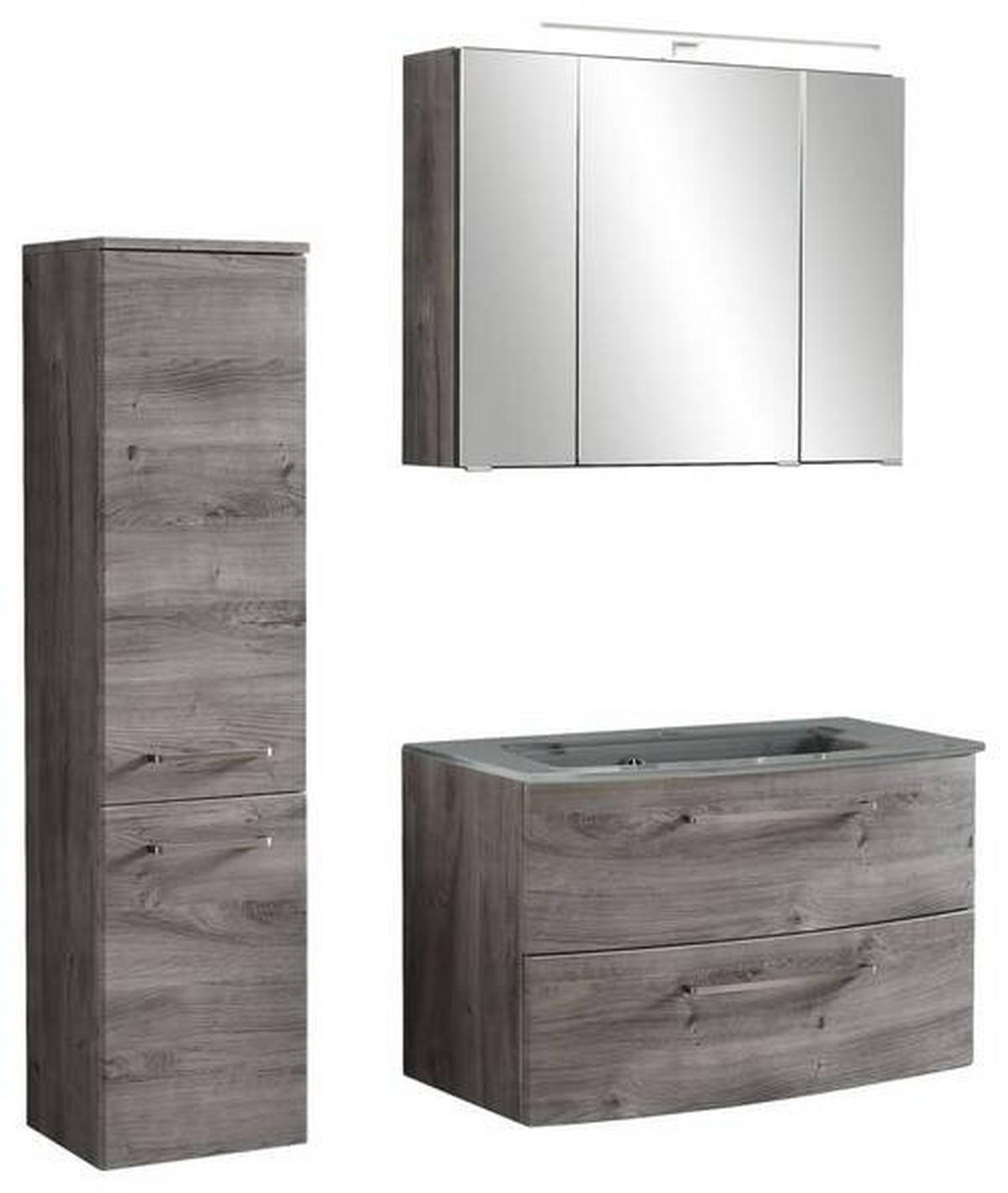 BADEZIMMER  in 110 cm  - Eichefarben/Grau, Konventionell, Glas/Holzwerkstoff (110cm) - Held