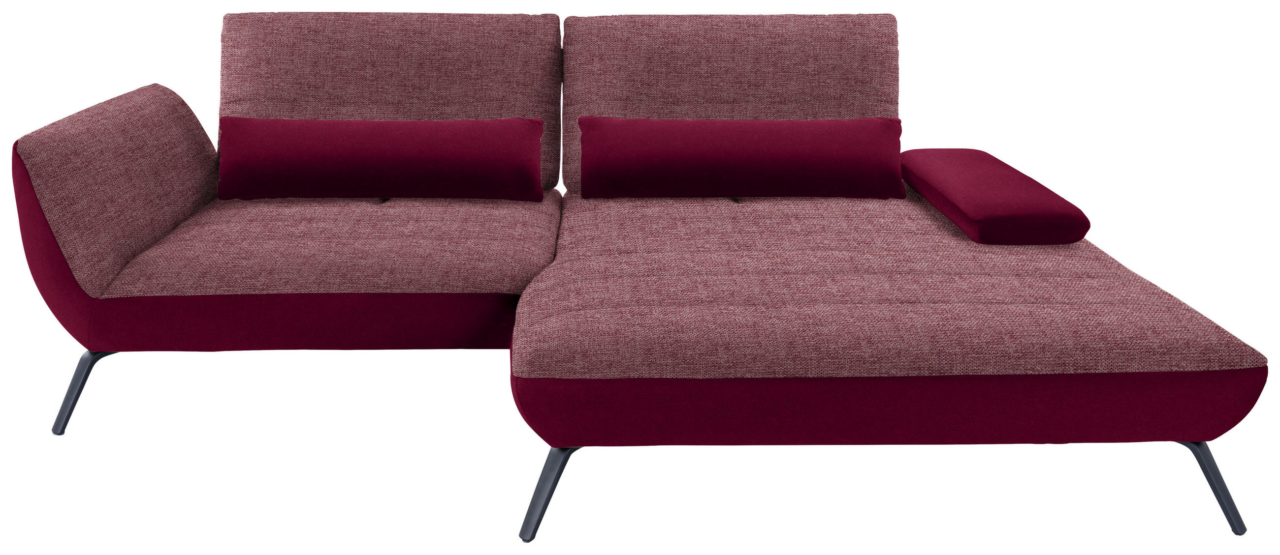 ECKSOFA in Webstoff Beere  273/191 cm  - Beere/Schwarz, KONVENTIONELL, Textil/Metall (273/191cm) - Carryhome