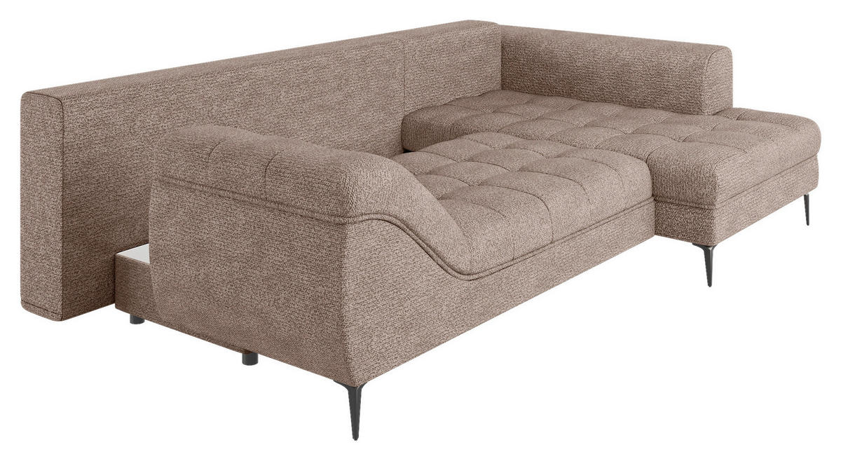 ECKSOFA Braun Struktur, Bouclé  - Schwarz/Braun, Design, Textil (177/276cm) - MID.YOU