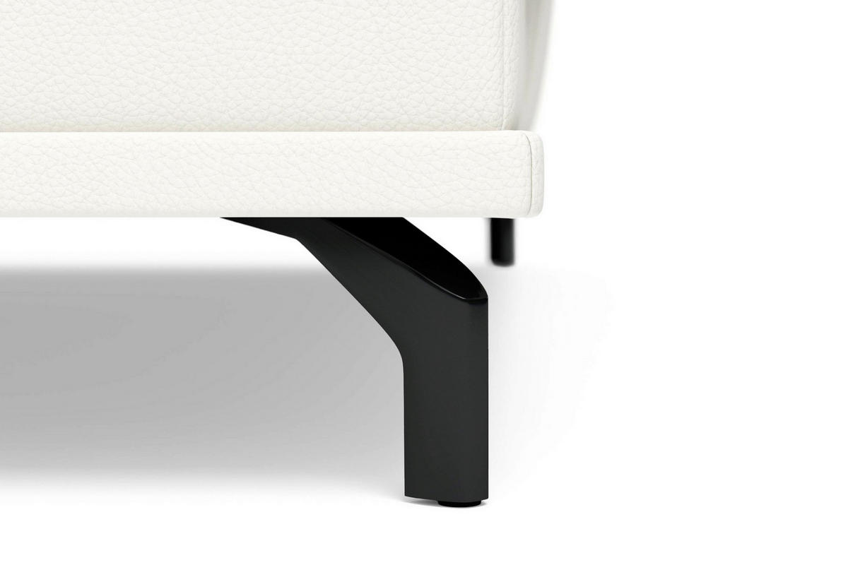 ECKSOFA COSTELLO E Weiß Echtleder Nierenkissen, Armteilverstellung, Sitztiefenverstellung  - Schwarz/Weiß, Basics, Leder/Textil (301/176cm) - Sit & More