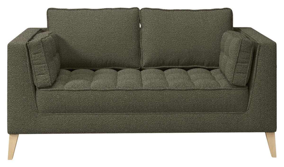 2-SITZER-SOFA in Bouclé Dunkelgrün  - Dunkelgrün/Naturfarben, Design, Holzwerkstoff/Textil (110/95/85cm) - MID.YOU