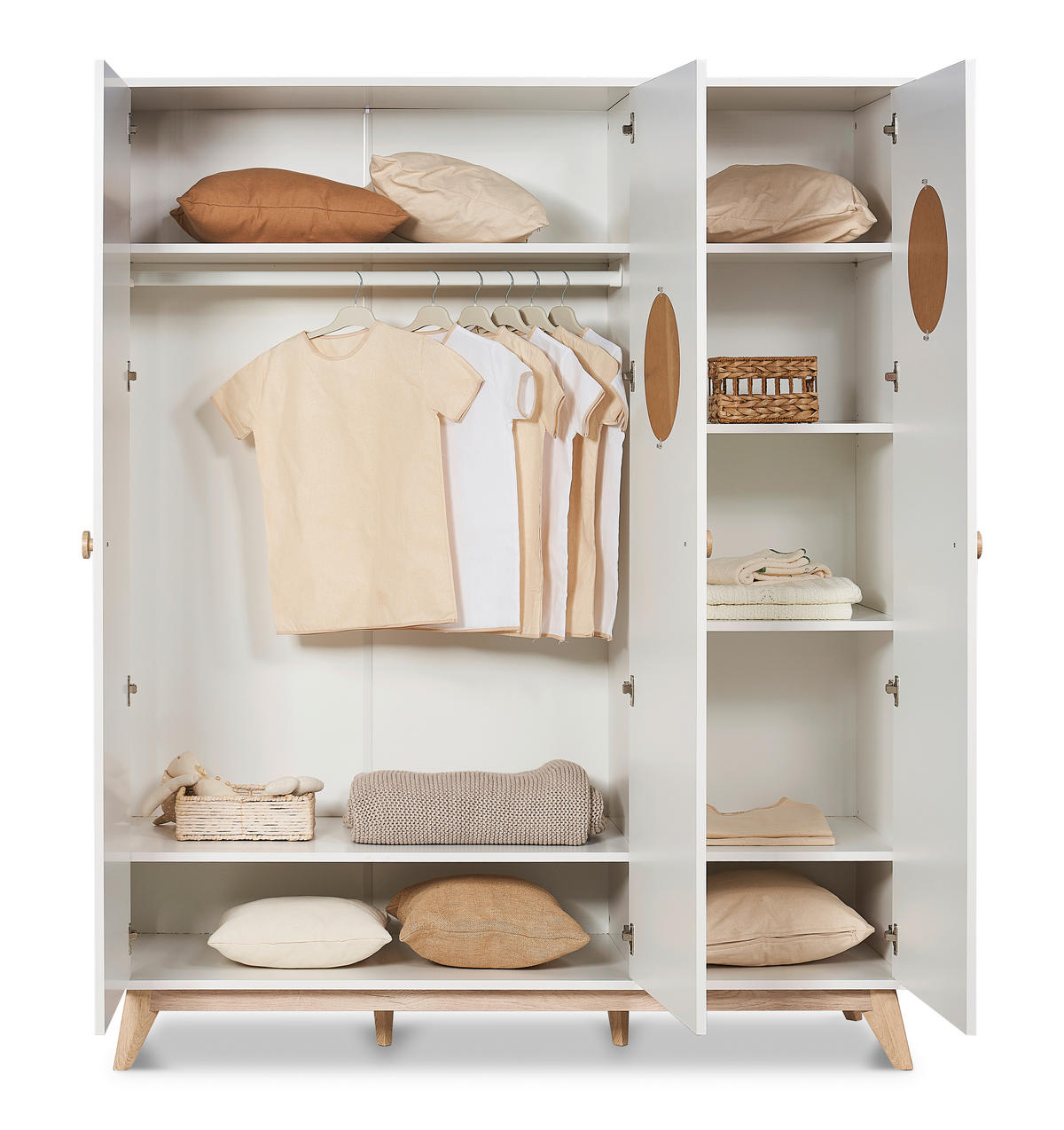 BABYKLEIDERSCHRANK Viggo  - Eichefarben/Weiß, Basics, Holzwerkstoff/Kunststoff (140/193/52cm) - Jimmylee