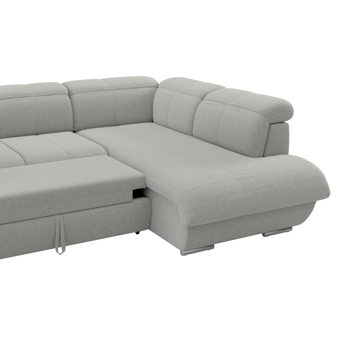 WOHNLANDSCHAFT MULTI Grau Chenille  - Chromfarben/Grau, MODERN, Textil/Metall (184/345/228cm) - Livetastic