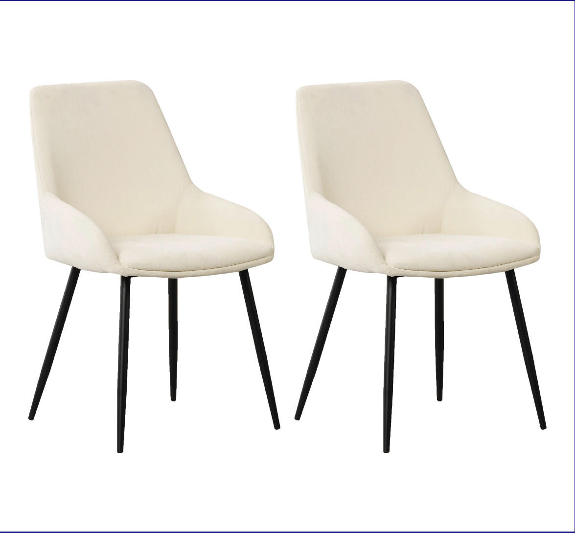 STUHL-SET 2 Stück  in Chenille Textil  - Creme/Schwarz, MODERN, Textil/Metall (52/86/44cm) - MID.YOU