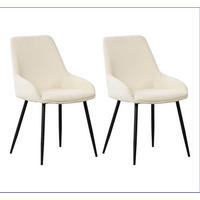 STUHL-SET 2 Stück  in Chenille  - Creme/Schwarz, MODERN, Textil/Metall (52/86/44cm) - MID.YOU