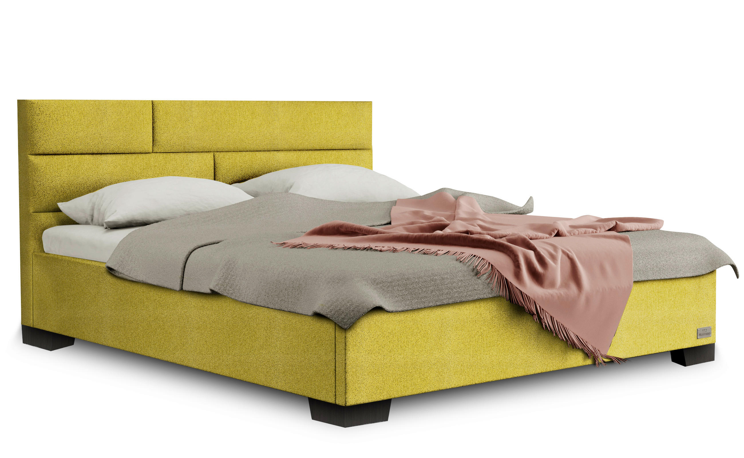 ČALÚNENÁ POSTEĽ, 180/200 cm, žltá - žltá, Basics, kompozitné drevo (180/200cm) - Materasso