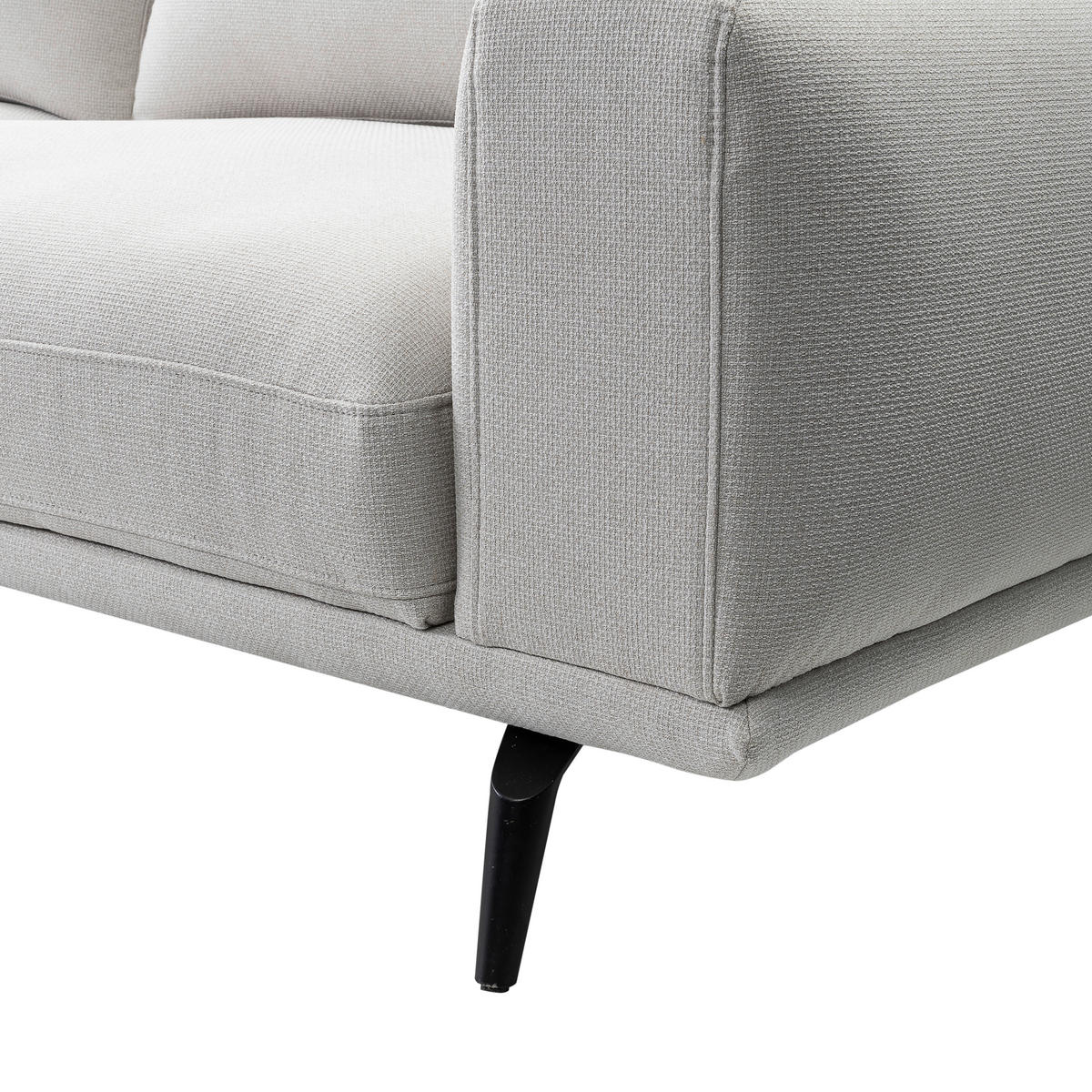 3-SITZER-SOFA in Webstoff Creme  - Creme/Schwarz, Modern, Textil/Metall (242/89/115cm) - MID.YOU