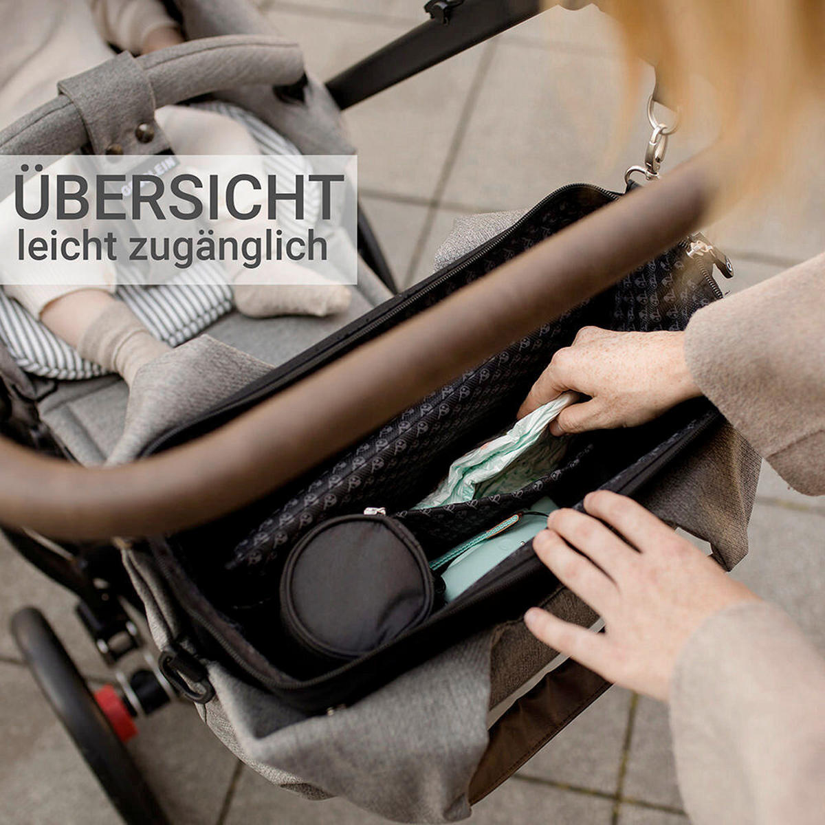 KINDERWAGENSET  FX4 Swing Set  Asphalt Grau  - Schwarz/Grau, Basics, Textil (100/55/130cm) - Gesslein