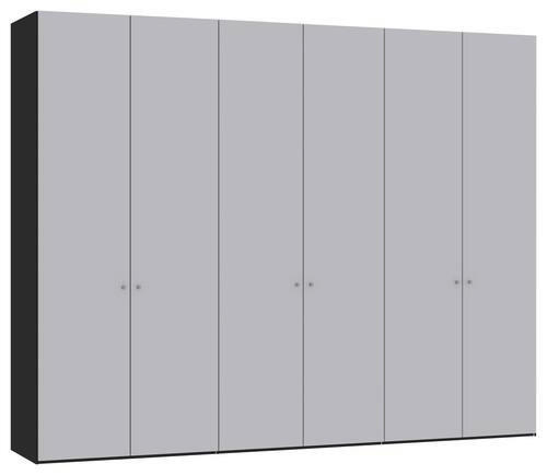 DREHTÜRENSCHRANK 303/236/59 cm 6-türig Schwarz, Hellgrau  - Silberfarben/Hellgrau, Design, Glas/Holzwerkstoff (303/236/59cm) - Jutzler
