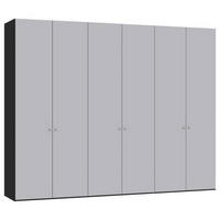 DREHTÜRENSCHRANK 303/236/59 cm 6-türig Schwarz, Hellgrau  - Silberfarben/Hellgrau, Design, Glas/Holzwerkstoff (303/236/59cm) - Jutzler