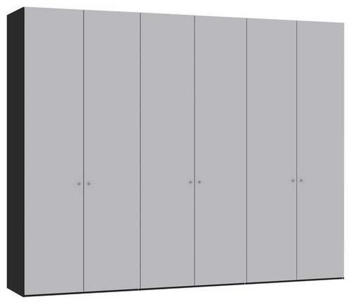 DREHTÜRENSCHRANK 303/236/59 cm 6-türig Schwarz, Hellgrau  - Silberfarben/Hellgrau, Design, Glas/Holzwerkstoff (303/236/59cm) - Jutzler