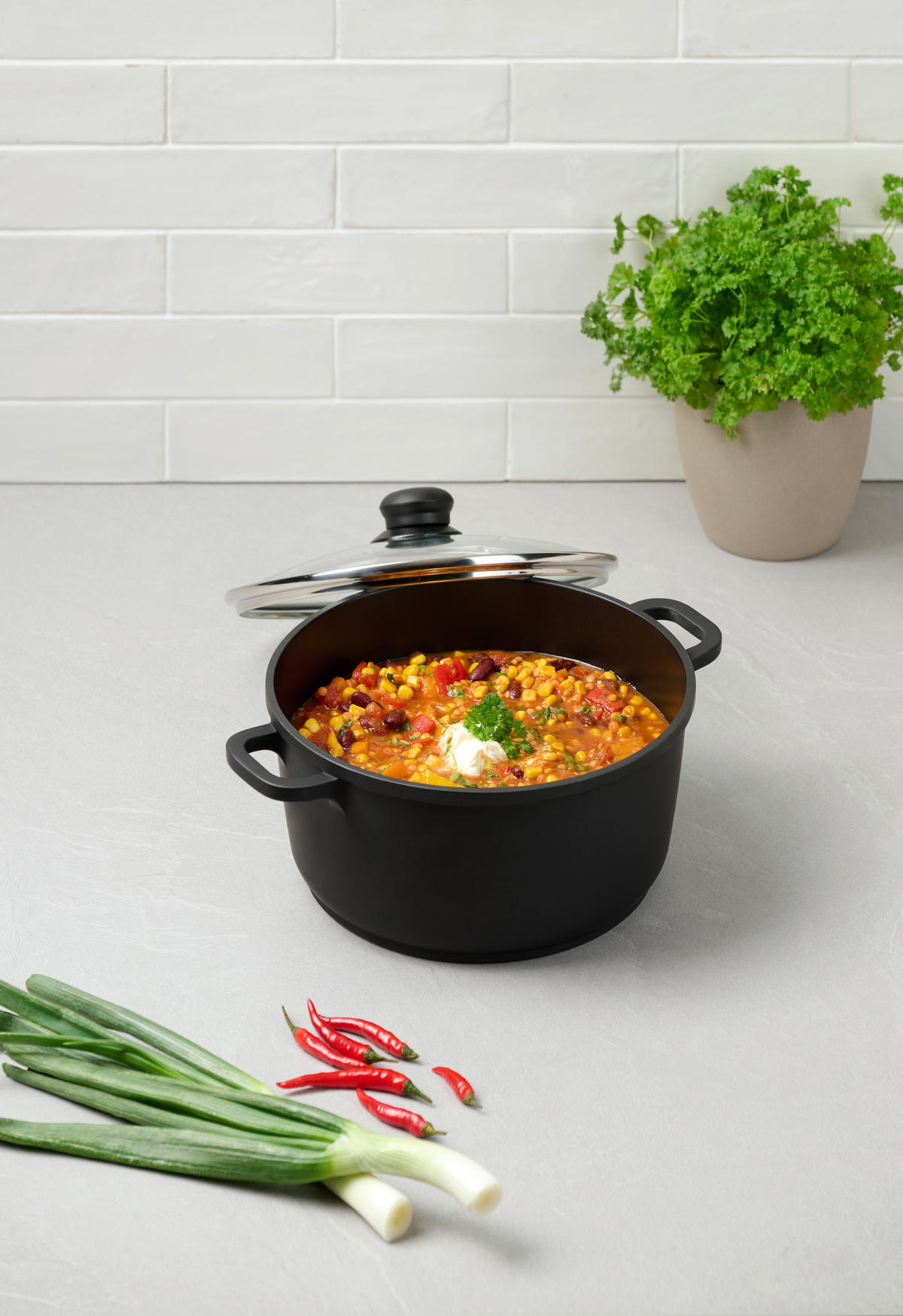 KOCHTOPF Turin 3,3 l  - Klar/Edelstahlfarben, Konventionell, Glas/Kunststoff (24/11,5cm) - Homeware Profession.