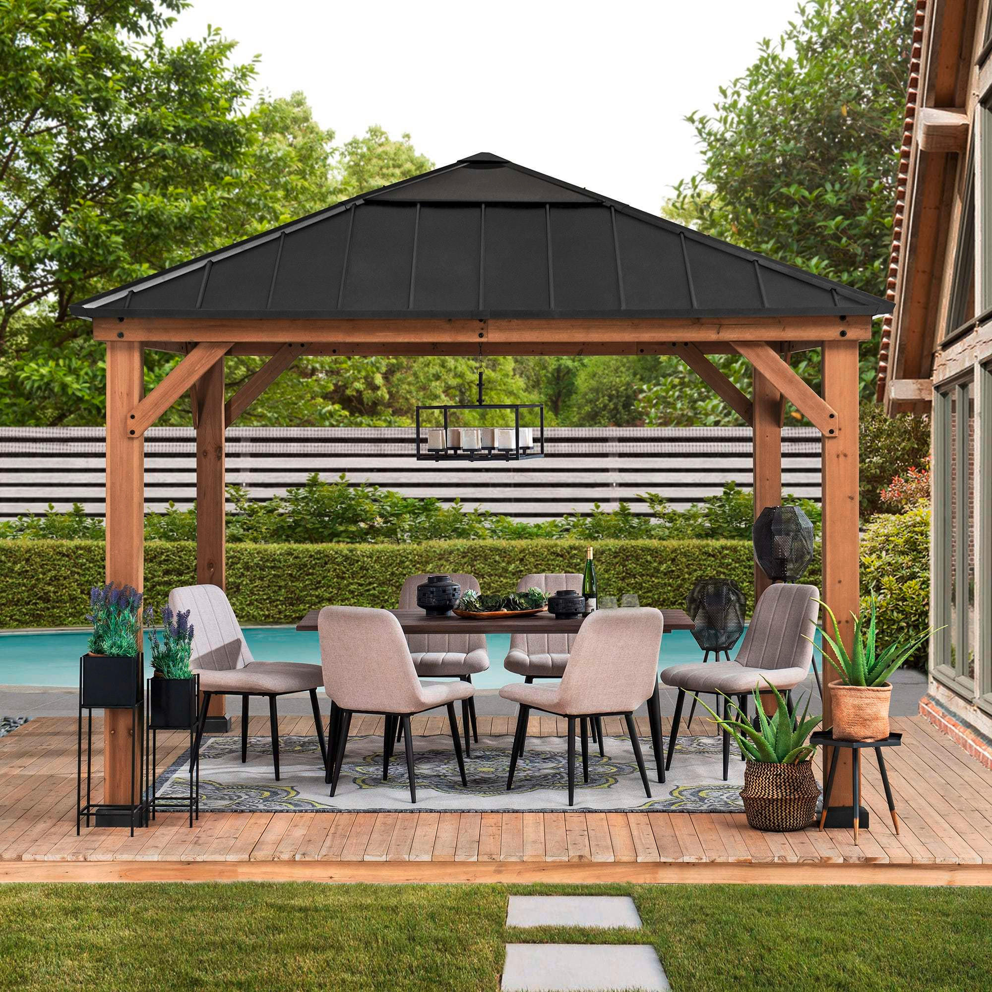 PAVILLON 336/287/336 cm  - Anthrazit, Basics, Holz/Kunststoff (336/287/336cm) - Modante