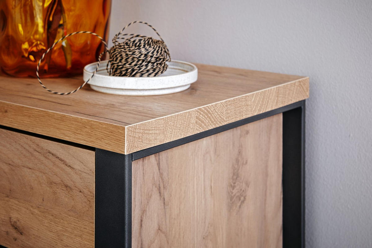SIDEBOARD 150/76/39,5 cm  in Eichefarben  - Eichefarben/Anthrazit, Modern, Holzwerkstoff/Metall (150/76/39,5cm)