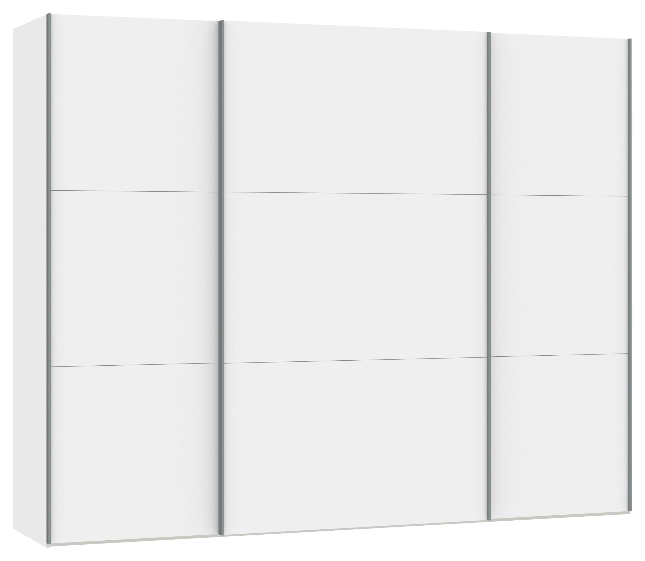 SCHWEBETÜRENSCHRANK 3-türig Weiß  - Silberfarben/Weiß, Design, Glas/Holzwerkstoff (278/220/65cm) - Jutzler