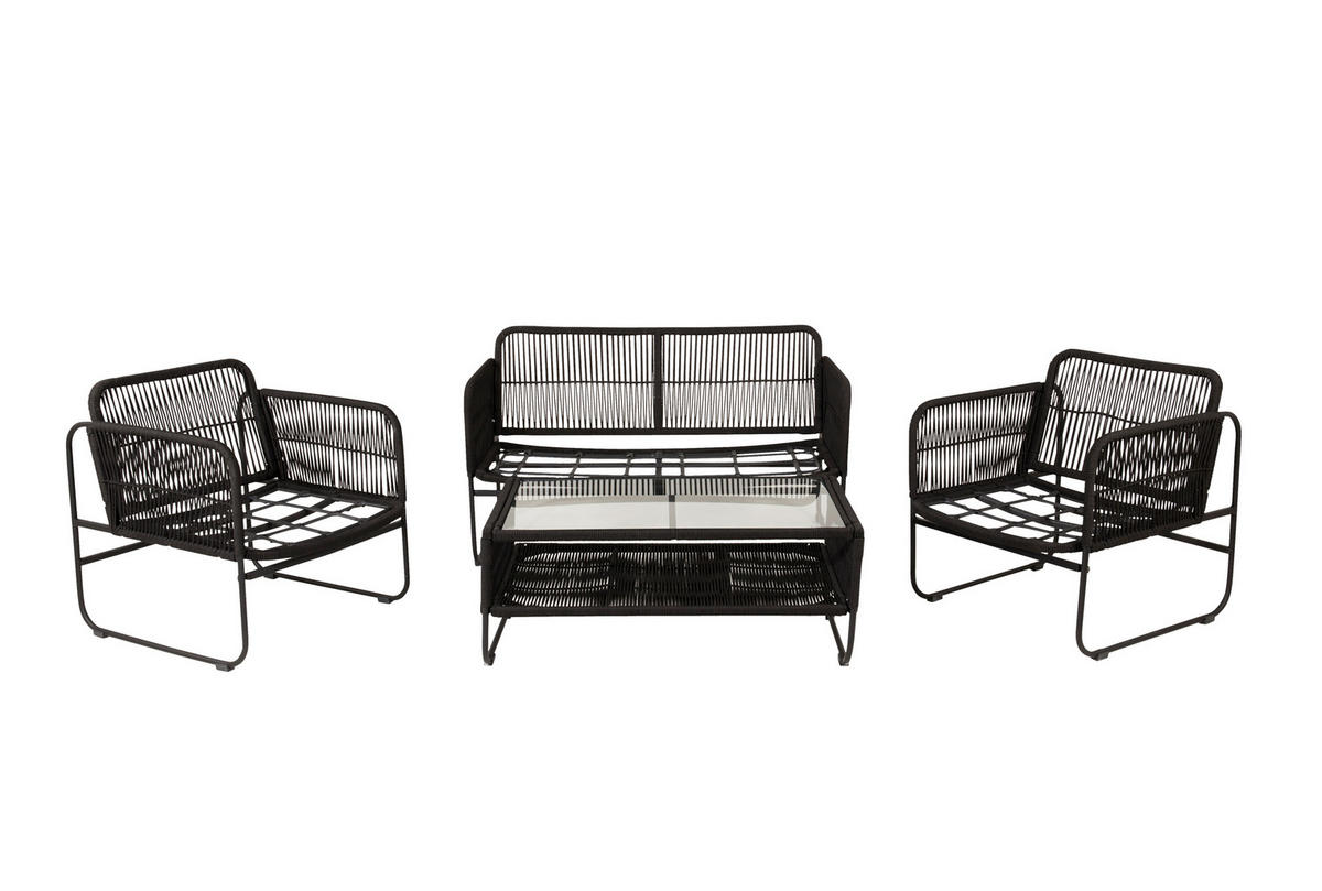 LOUNGEGRUPP 4 delar  - svart, Klassisk, metall/textil - Gardenson