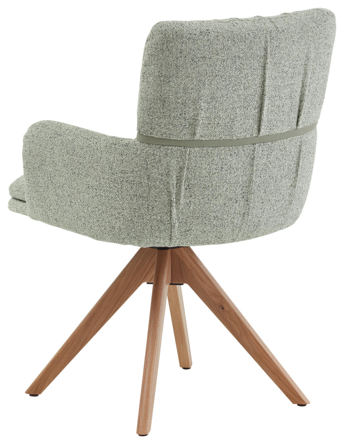 ARMLEHNSTUHL  Typenauswahl, Sitzfläche 360° drehbar, inklusive Armlehnen, Gestellauswahl, automatische Rückholfunktion Mikrofaser  Grün  - Eichefarben/Grün, Design, Holz/Textil (61/86/63cm) - Valdera