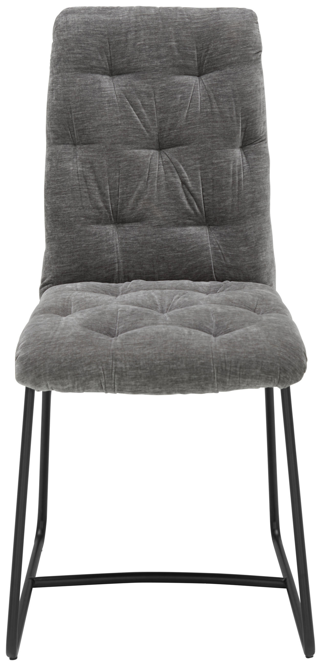 STUHL  in Eisen Samt  - Schwarz/Grau, Trend, Textil/Metall (47/91,5/63cm) - Ambia Home