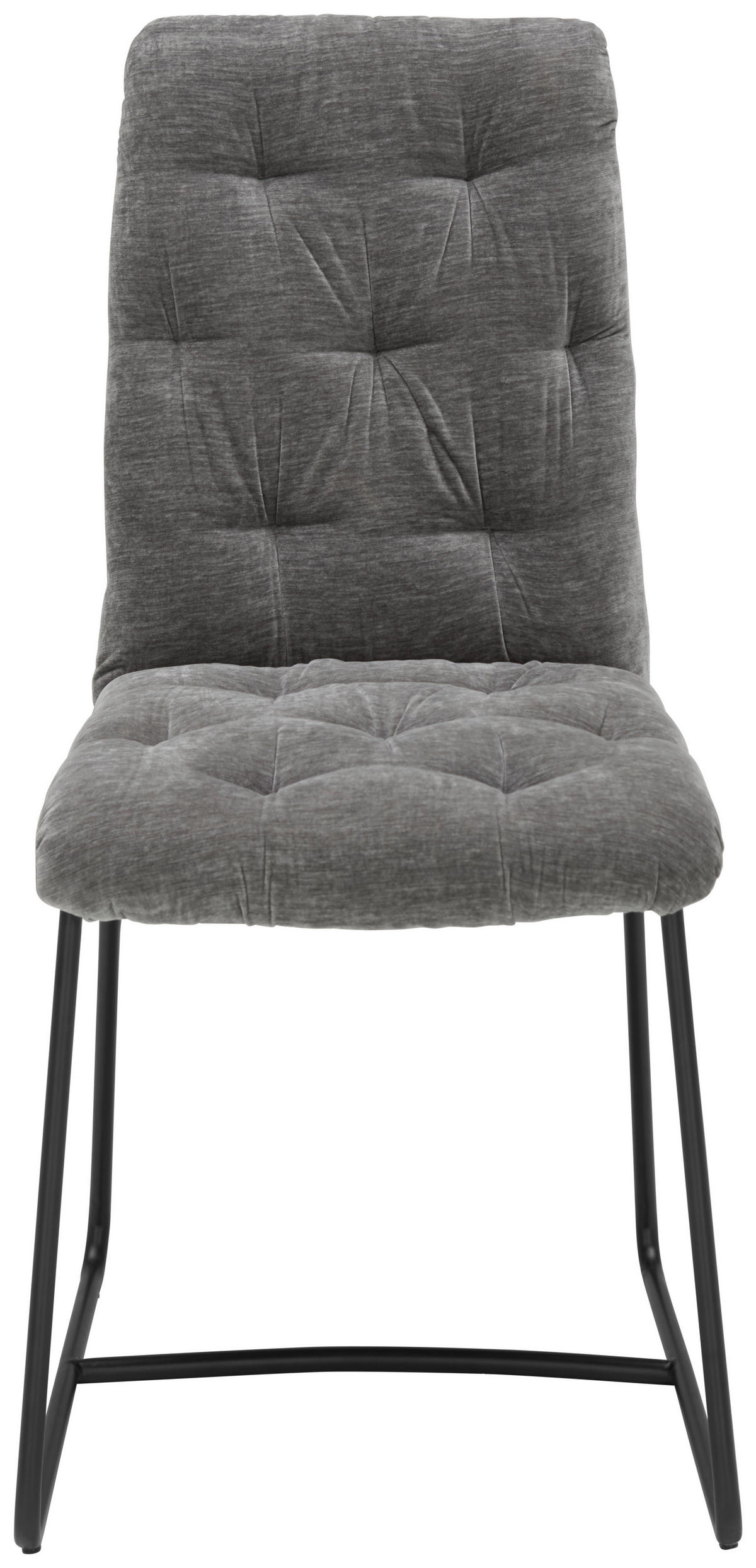 STUHL  in Eisen Samt  - Schwarz/Grau, Trend, Textil/Metall (47/91,5/63cm) - Ambia Home
