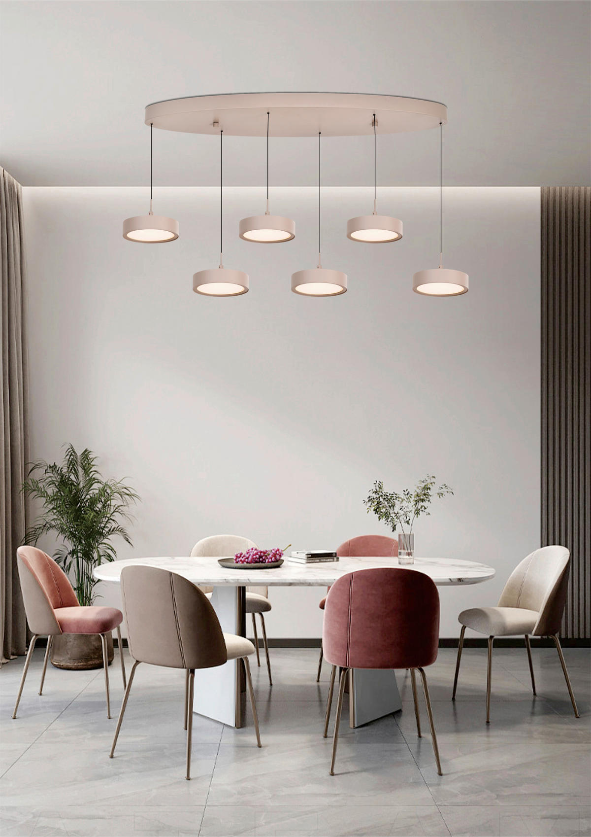 LED-HÄNGELEUCHTE Valensole 117,5/150/36,5 cm  - Sandfarben, Design, Metall (117,5/150/36,5cm)