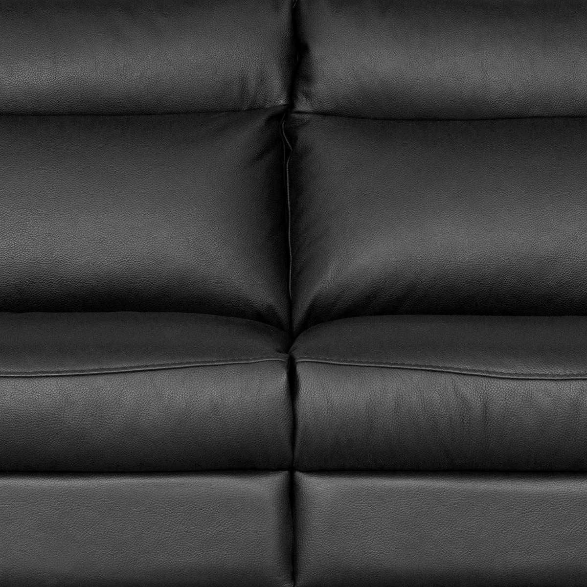 2,5-SITZER 216/95/96 cm PERLE in Echtleder Schwarz   - Chromfarben/Schwarz, Design, Leder/Metall (216/95/96cm) - Livetastic
