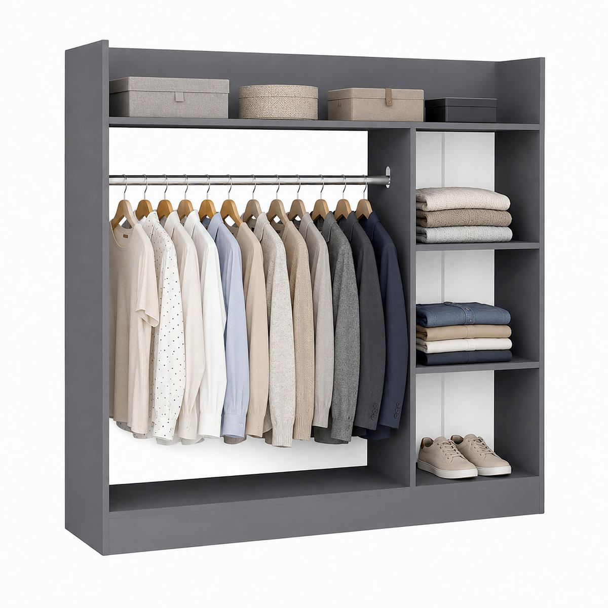 ODPRTA OMARA ZA OBLAČILA - antracit, Moderno, kovina/leseni material (118/115/35cm) - Livetastic