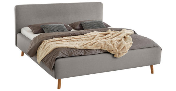 POLSTERBETT 160/200 cm  in Grau  - Eichefarben/Birkefarben, Design, Holz/Textil (160/200cm) - Xora