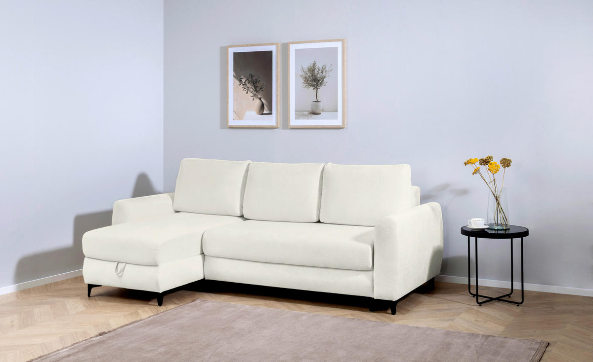 ECKSOFA Moli Hellgrau  - Hellgrau/Schwarz, Design, Textil/Metall (236/148cm) - MID.YOU