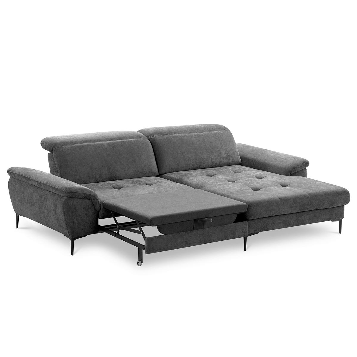 ECKSOFA  Webstoff Schwarz  - Schwarz, Design, Textil/Metall (268/195cm) - Livetastic
