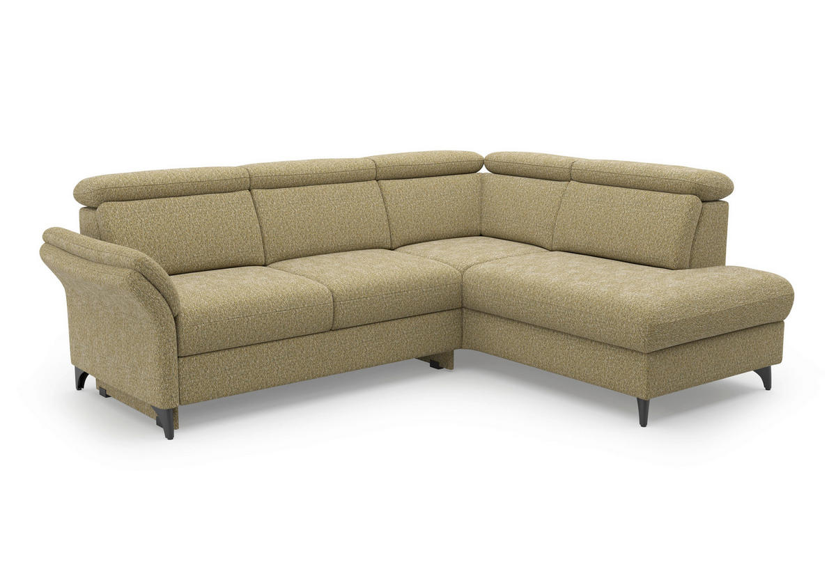 ECKSOFA GLENDALE E Olivgrün Chenille  - Schwarz/Olivgrün, KONVENTIONELL, Textil/Metall (247/193cm) - Sit & More