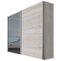 SCHWEBETÜRENSCHRANK 250/216/68 cm 2-türig Eichefarben  - Eichefarben/Alufarben, Design, Glas/Holzwerkstoff (250/216/68cm) - Hom`in