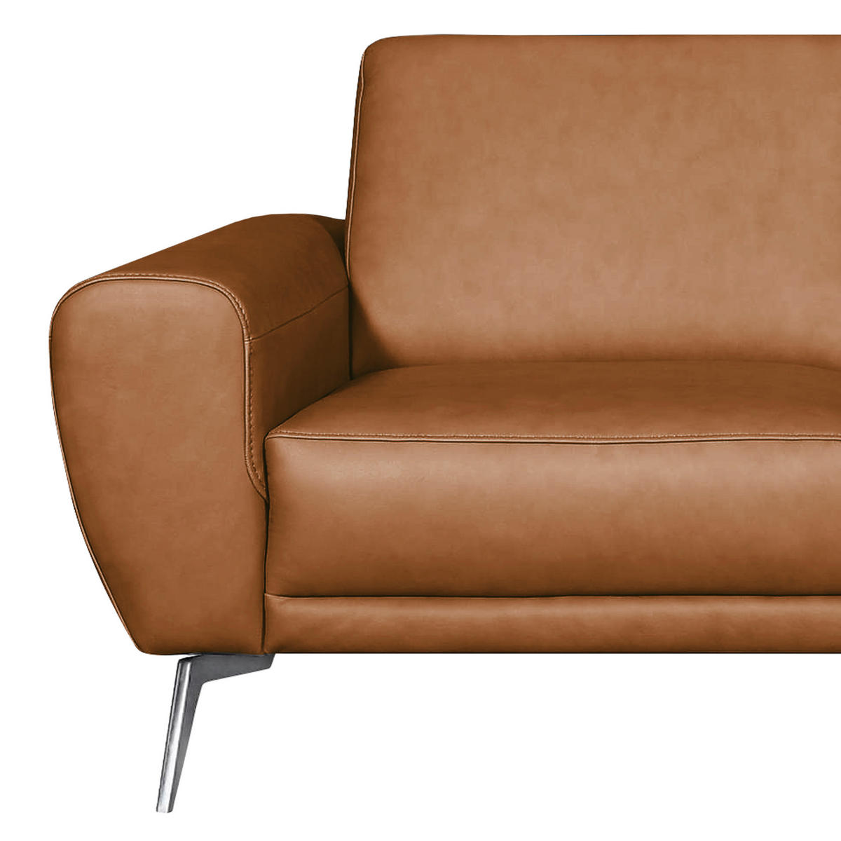 2-SITZER-SOFA in Echtleder Cognac  - Chromfarben/Cognac, Design, Leder/Metall (177/85/92cm) - Livetastic