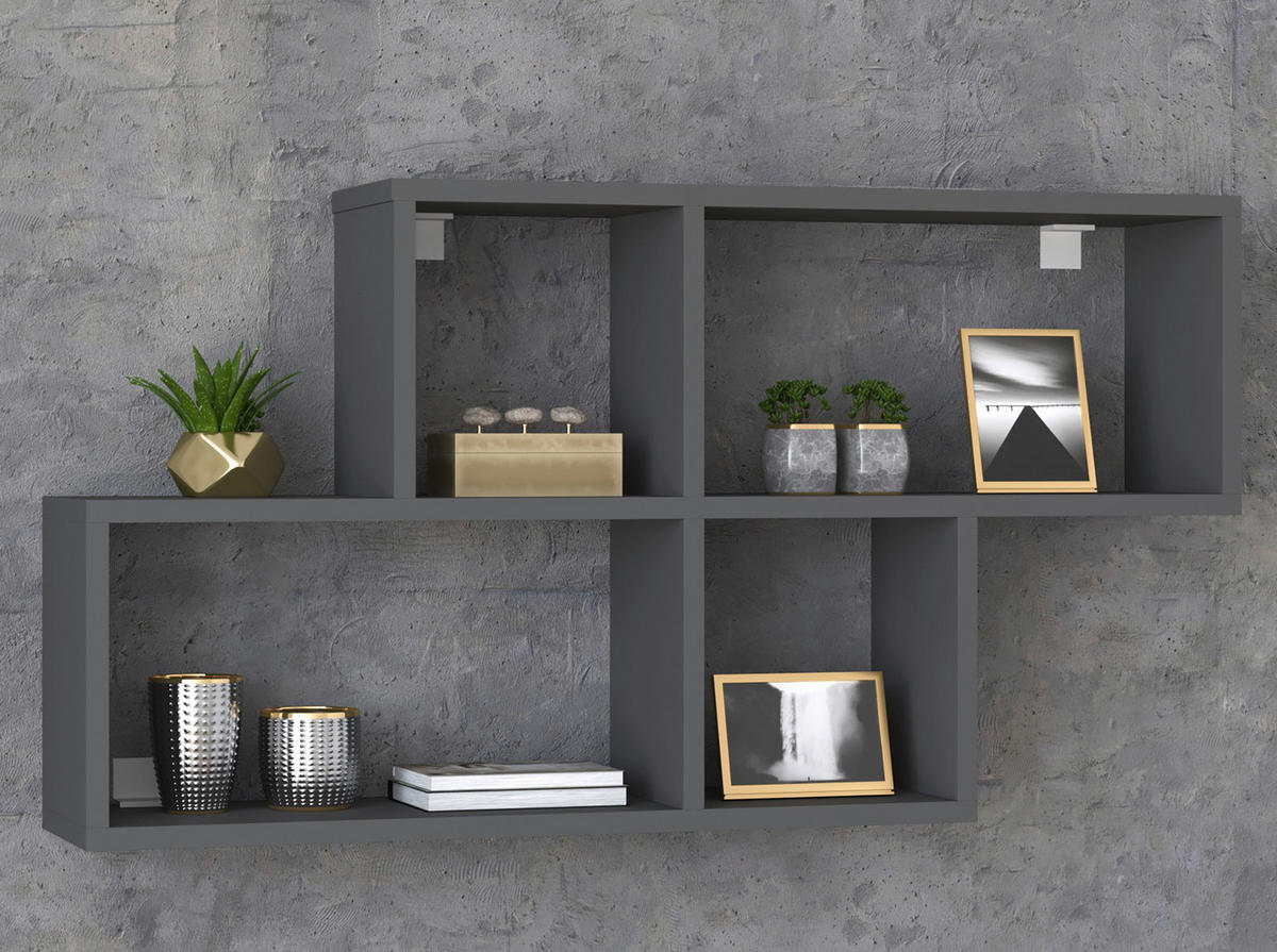 WANDREGAL 100/53/20 cm  - Anthrazit, Modern, Holzwerkstoff (100/53/20cm) - MID.YOU