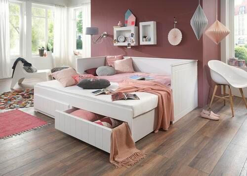 AUSZIEHBETT 90/200 cm  in Weiß  - Weiß, MODERN, Holzwerkstoff (90/200cm) - MID.YOU