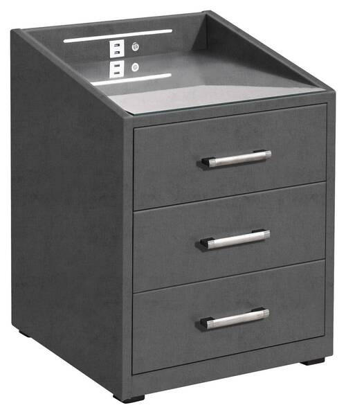 NACHTSCHRANK 47/61/46 cm  - Anthrazit/Silberfarben, Basics, Holzwerkstoff/Kunststoff (47/61/46cm) - Esposa