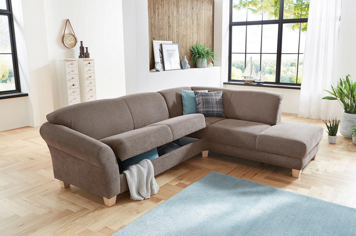 ECKSOFA in Flachgewebe Taupe  - Taupe/Naturfarben, Konventionell, Holz/Textil (257/212cm) - Sit & More