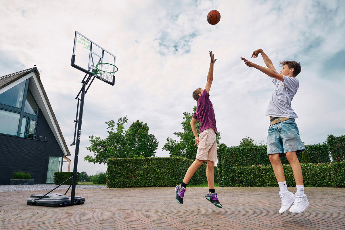BASKETBALLSTÄNDER - Schwarz/Grün, KONVENTIONELL, Kunststoff/Metall (128/296-371/210cm) - Salta