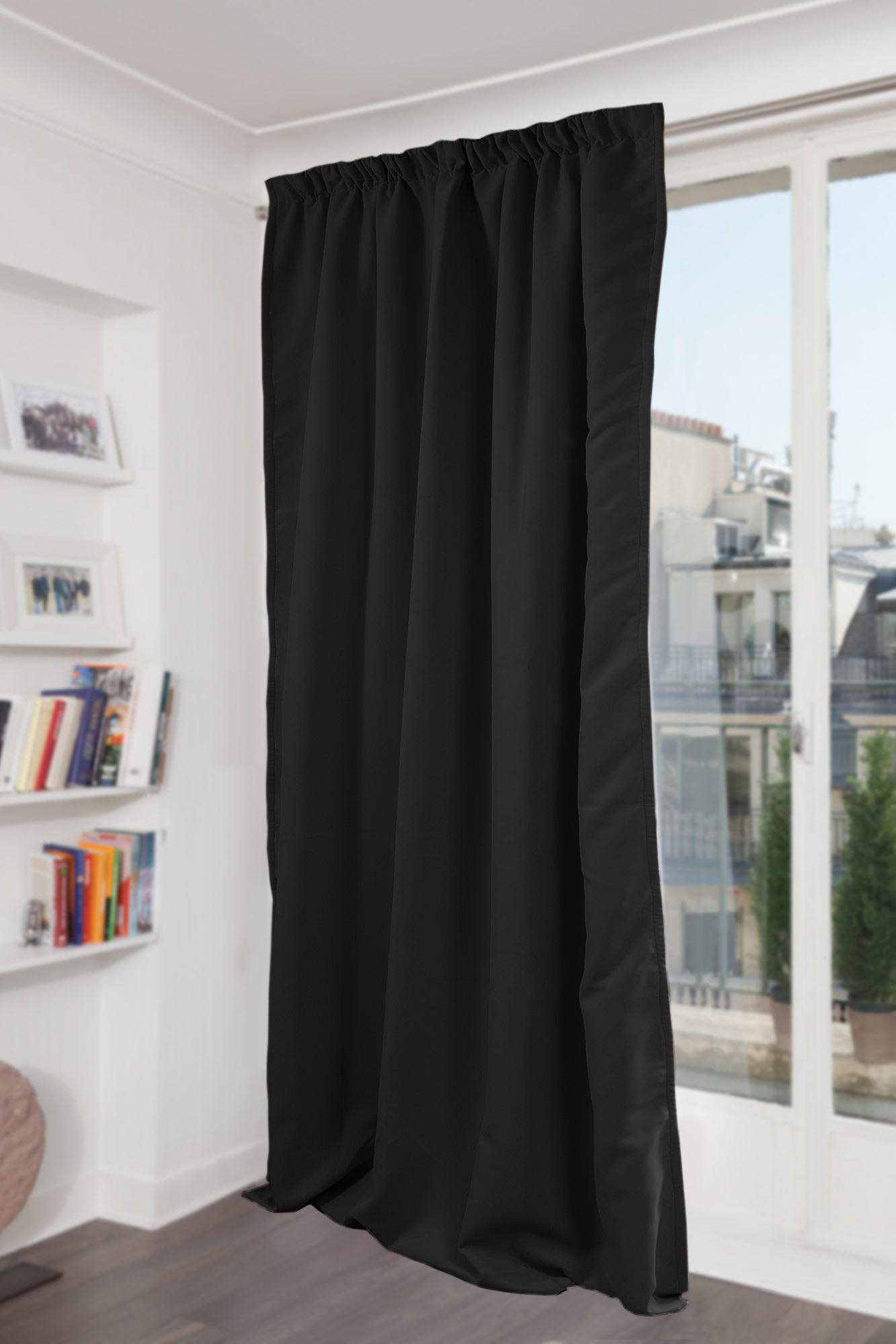 LÄRMSCHUTZVORHANG black-out (lichtundurchlässig) 145/260 cm   - Schwarz, Basics, Textil/Metall (145/260cm)