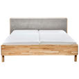 BETT 180/200 cm,  in Grau, Hellbraun,  - Hellbraun/Grau, Natur, Holz/Textil (180/200cm) - Linea Natura