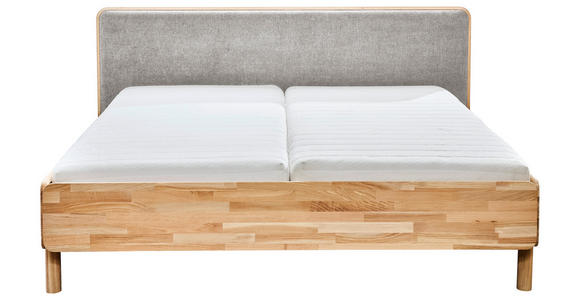 BETT 180/200 cm,  in Grau, Hellbraun,  - Hellbraun/Grau, Natur, Holz/Textil (180/200cm) - Linea Natura
