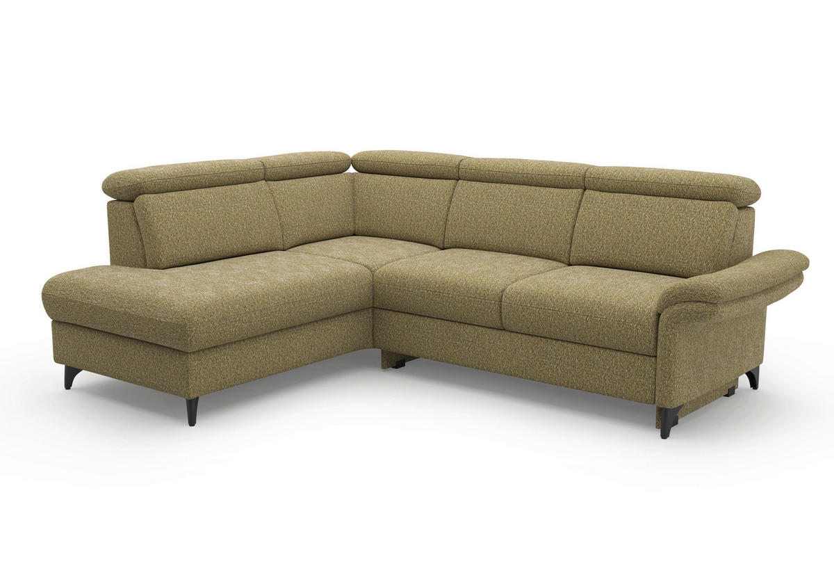 ECKSOFA Chenille Olivgrün  - Schwarz/Olivgrün, Konventionell, Textil/Metall (193/247cm) - Sit & More