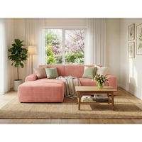 ECKSOFA Cord Pink  - Pink/Schwarz, Modern, Kunststoff/Textil (162/246cm) - Trendmanufaktur