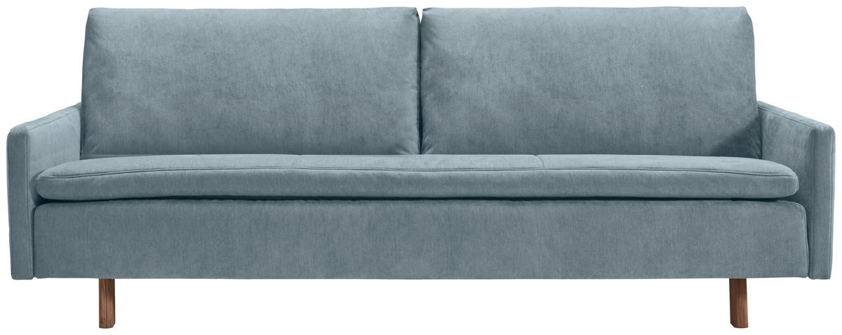 SCHLAFSOFA Flachgewebe Hellblau  - Eichefarben/Hellblau, KONVENTIONELL, Holz/Textil (220/85/98cm) - Carryhome
