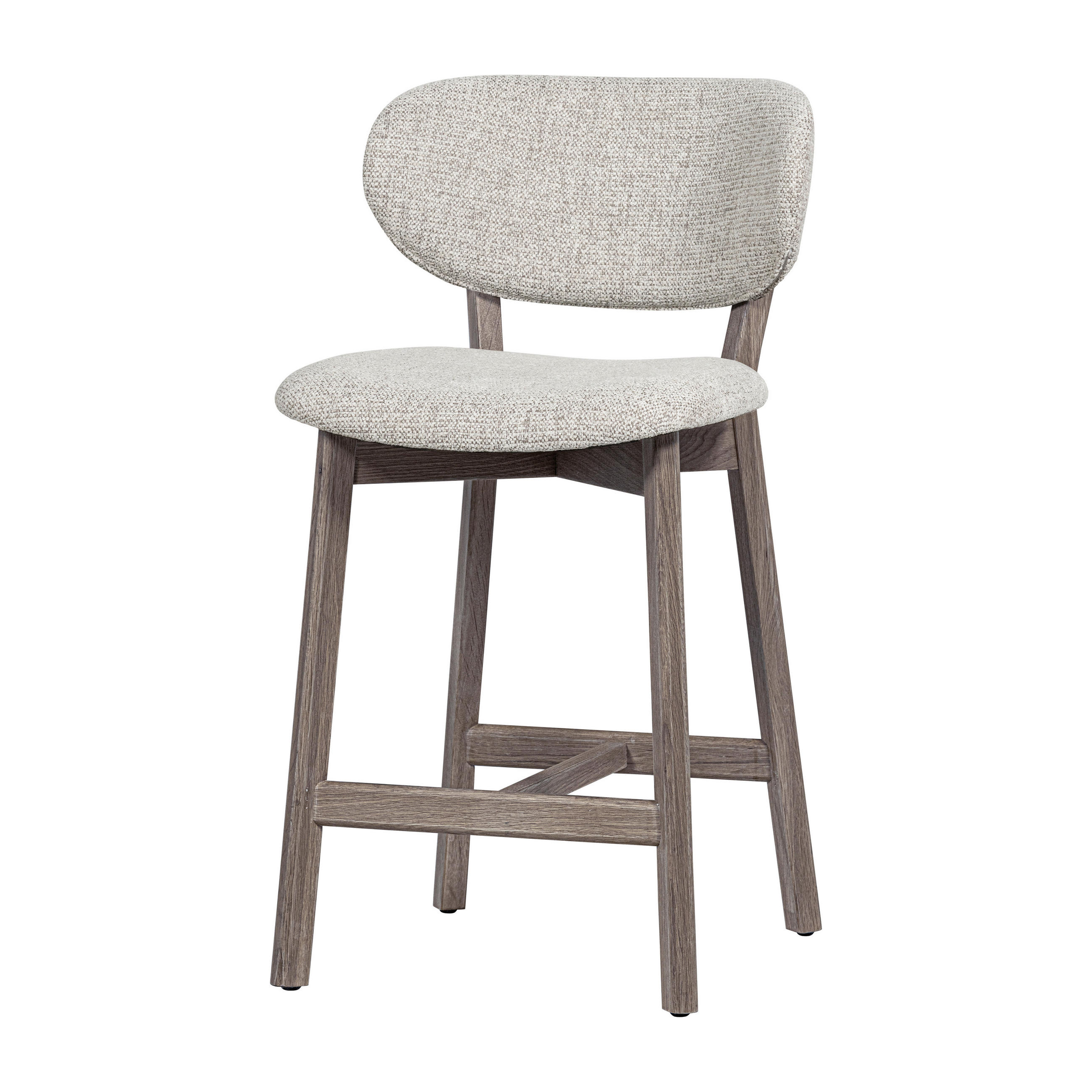 BARHOCKER Webstoff Naturfarben, Dunkelbraun Eiche massiv  - Dunkelbraun/Naturfarben, MODERN, Holz/Textil (51/94/58cm) - Livetastic