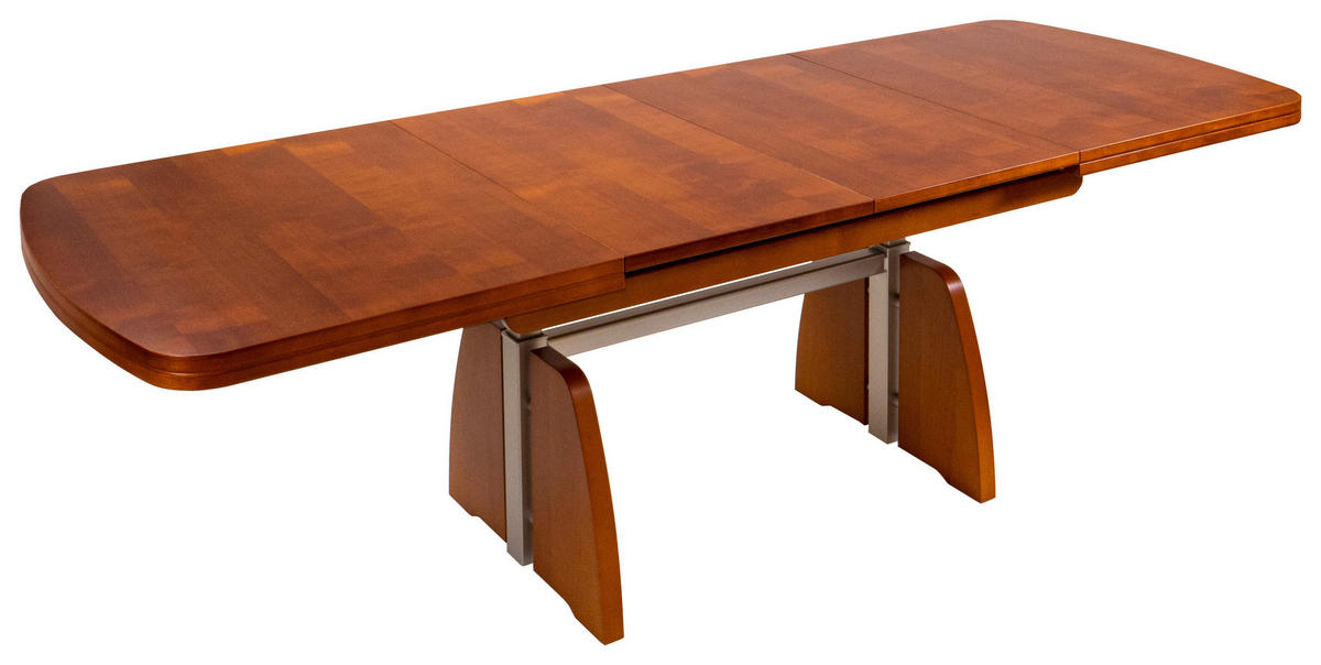 COUCHTISCH Kirschbaum furniert 125-245/75/55-74 cm rechteckig Kirschbaumfarben, Silberfarben  - Kirschbaumfarben/Silberfarben, KONVENTIONELL, Holz/Metall (125-245/75/55-74cm) - Venda