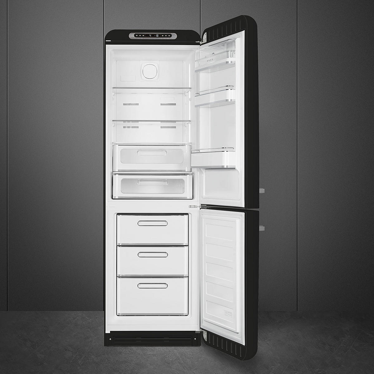 KÜHL-GEFRIER-KOMBINATION 60/196,8/72,8 cm FAB32RBL6  - Schwarz, Basics, Metall (60/196,8/72,8cm) - SMEG