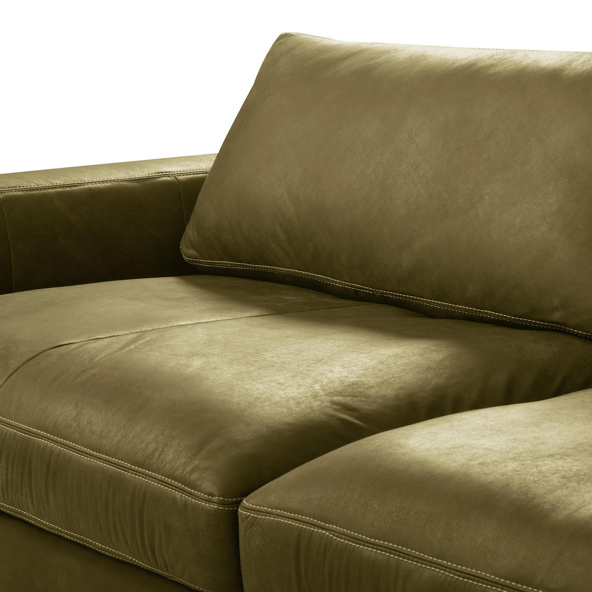 3-SITZER-SOFA  in Echtleder Olivgrün   - Beige/Schwarz, Design, Leder/Kunststoff (300/85/123cm) - Livetastic