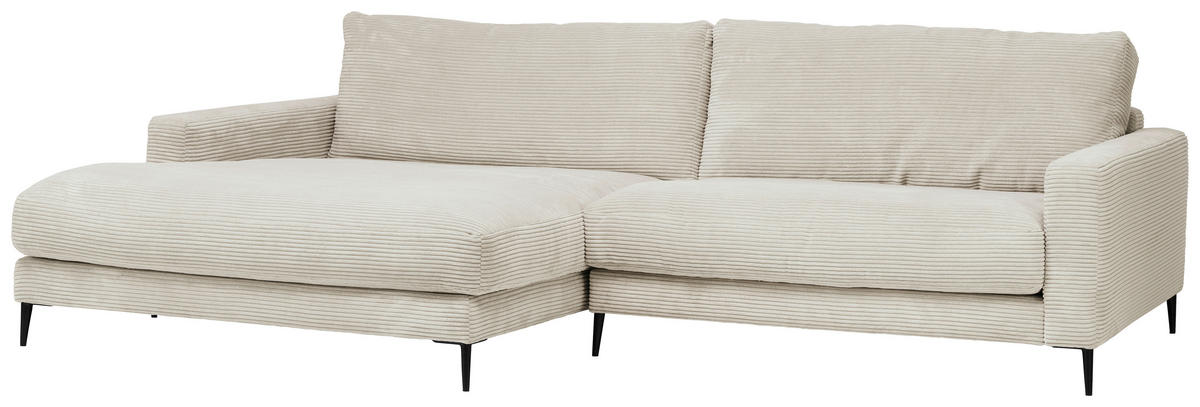 ECKSOFA Naturfarben, Beige Cord  - Beige/Schwarz, Design, Textil/Metall (190/272cm) - Pure Home Lifestyle
