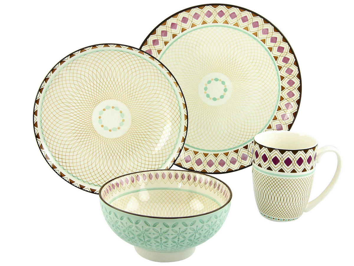 KOMBISERVICE Multicolor 16-teilig  - Multicolor, Basics, Keramik - Creatable