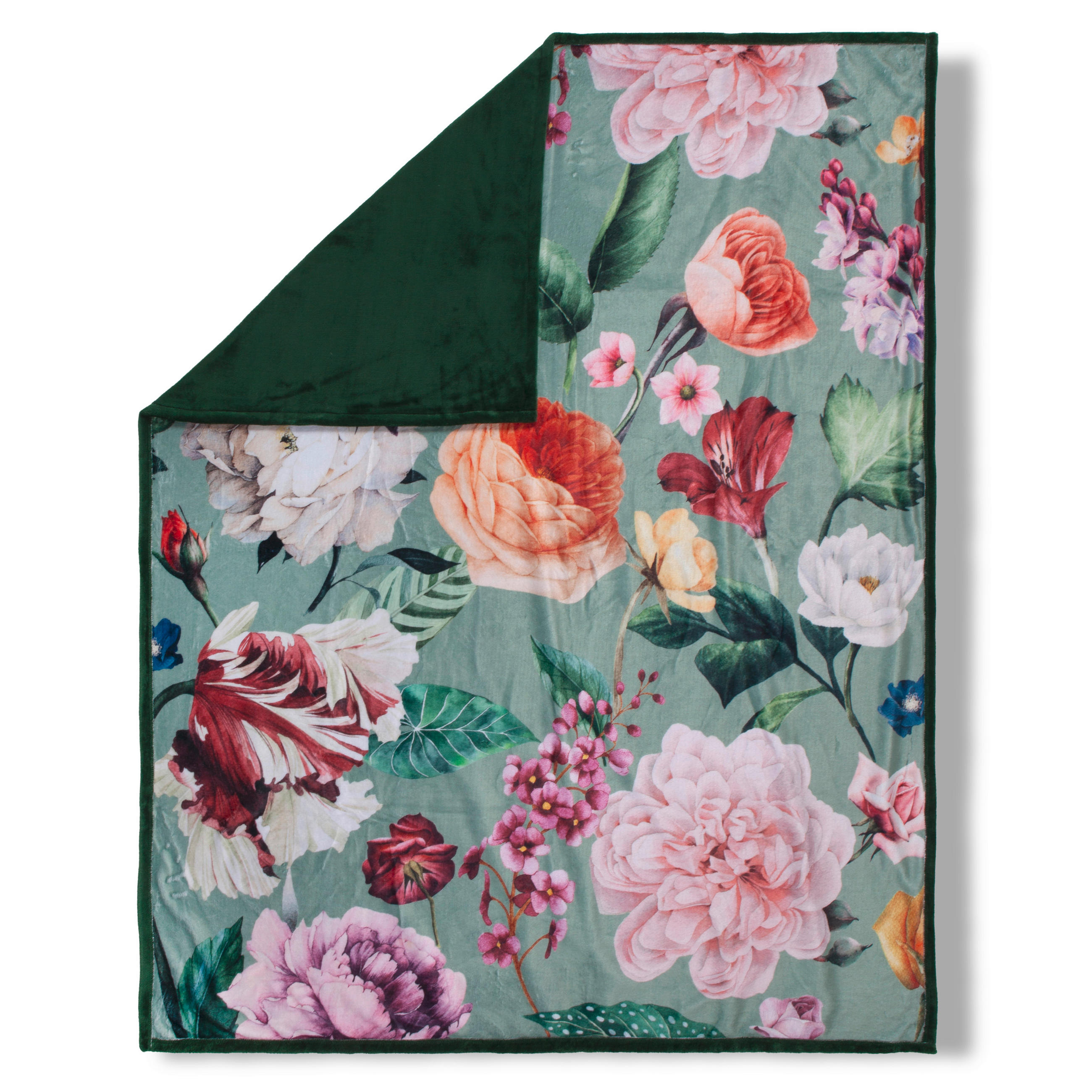 PLAID Fiori 130/160 cm  - Jadegrün/Mauve, Design, Textil (130/160cm)
